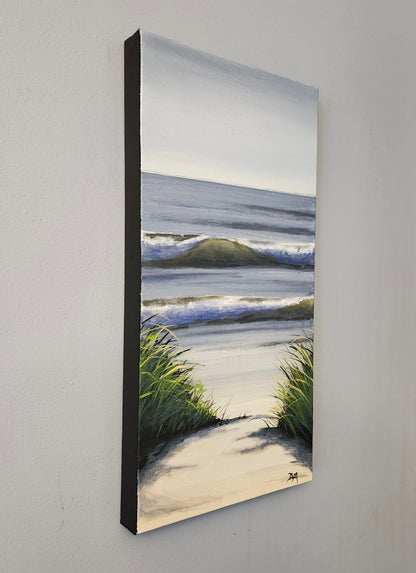 Side view of the acrylic painting to demonstrate the black 1 inch border of the gallery stretched canvas.